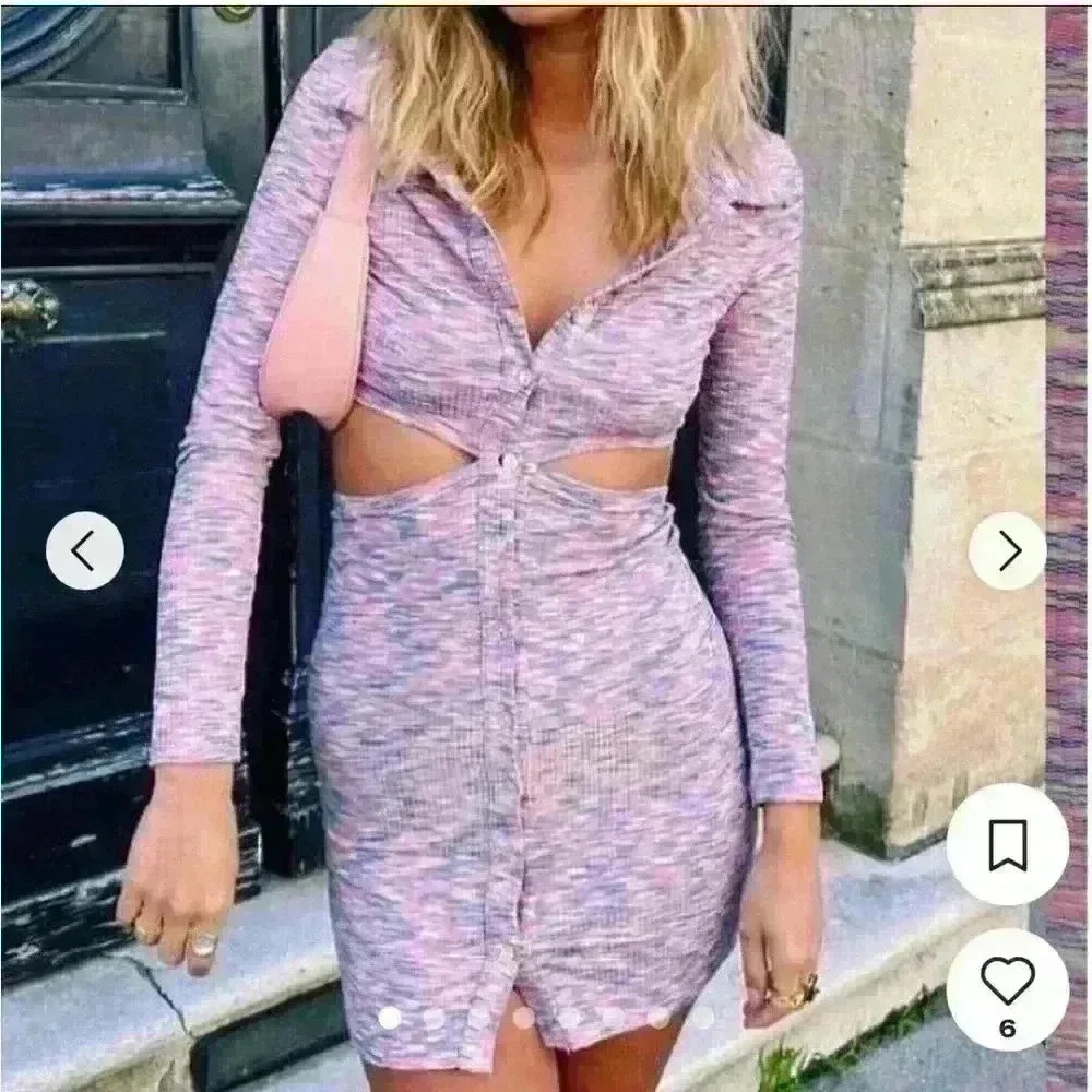 NWT mint vanilla multi colored open back button down COLLARED MINI DRESS sz XS